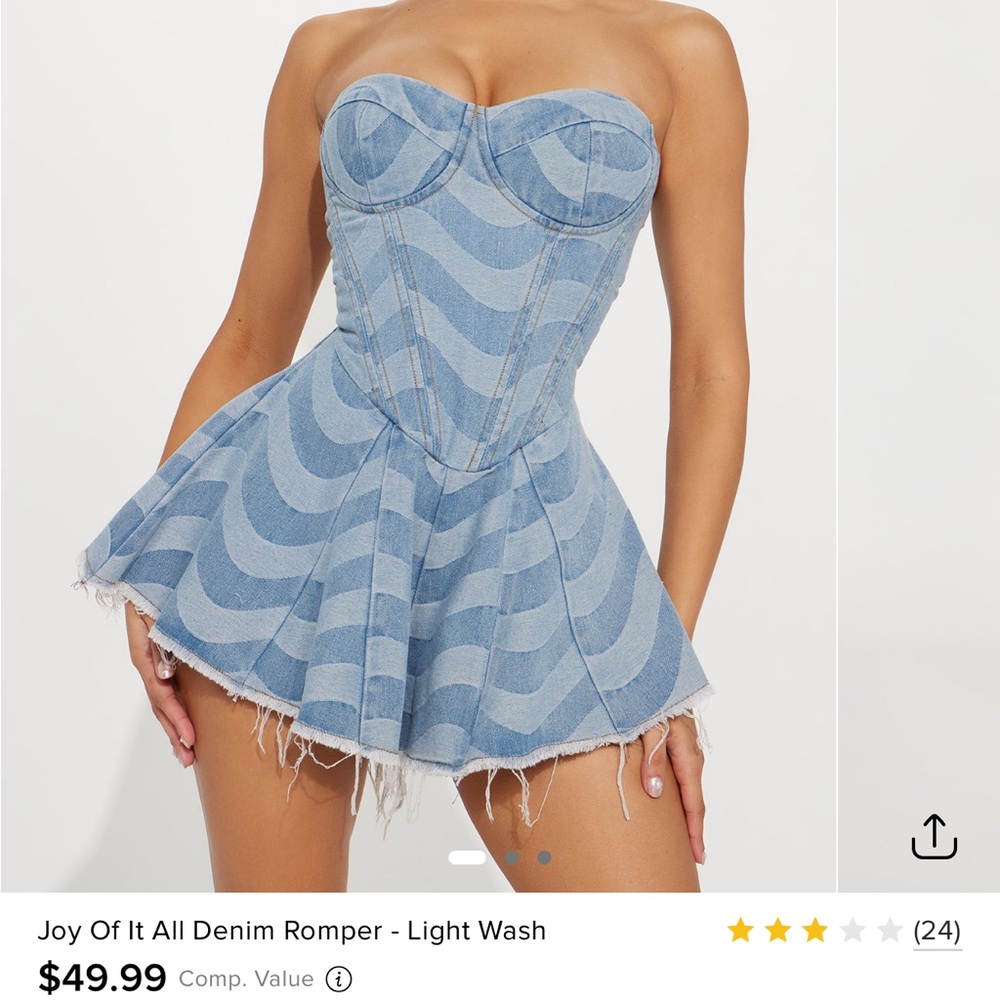 Fashion Nova Wave Pattern Denim Jumpsuit